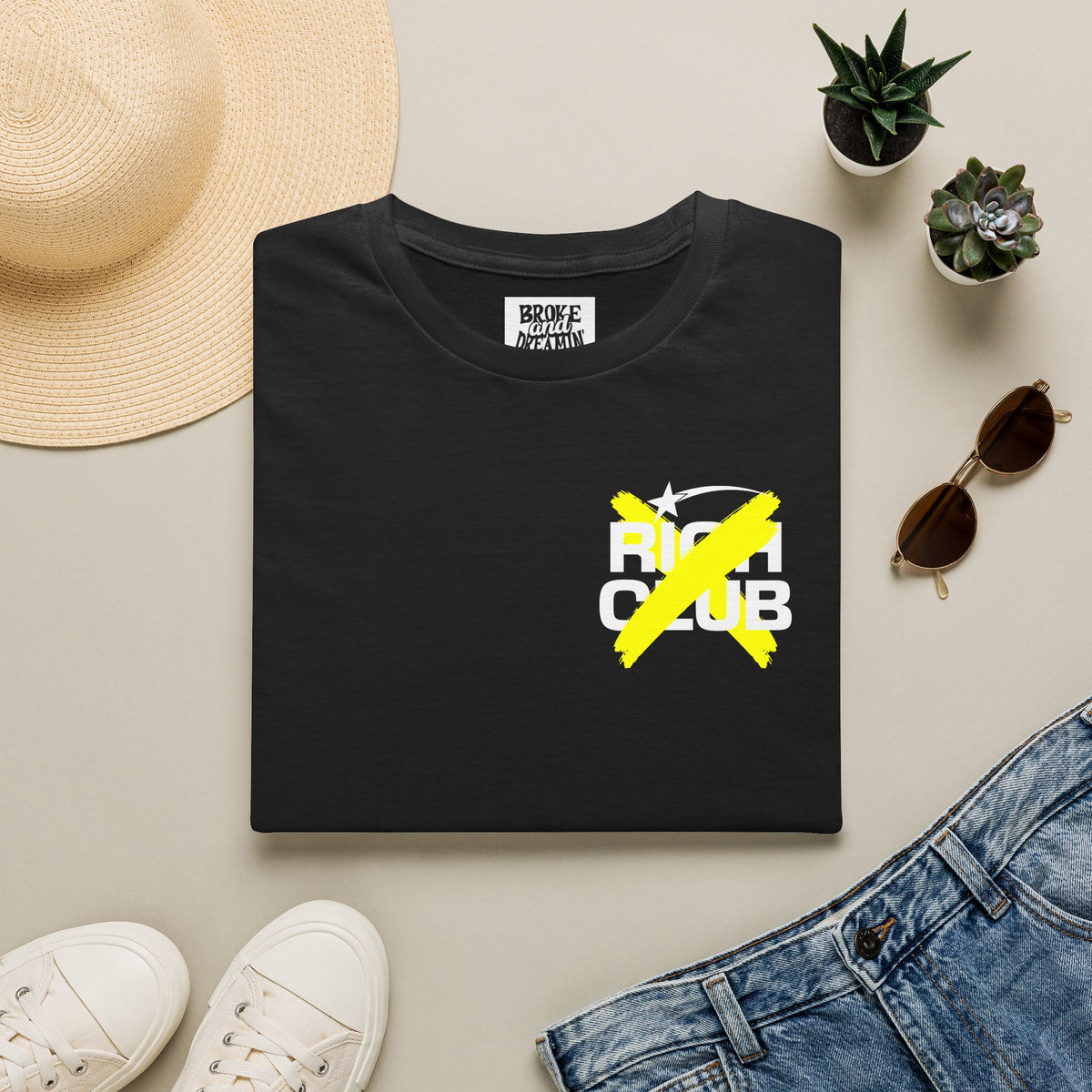 "Rich Club" Yellow Logo Unisex T-Shirt - Broke & Dreamin' T-Shirts