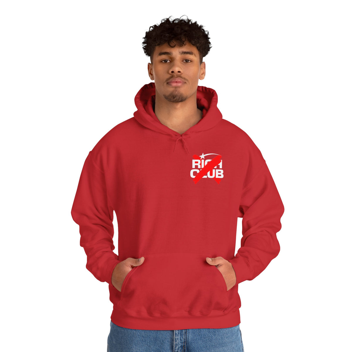 "Rich Club" Red Logo Unisex College Hoodie - Broke & Dreamin' Hoodies