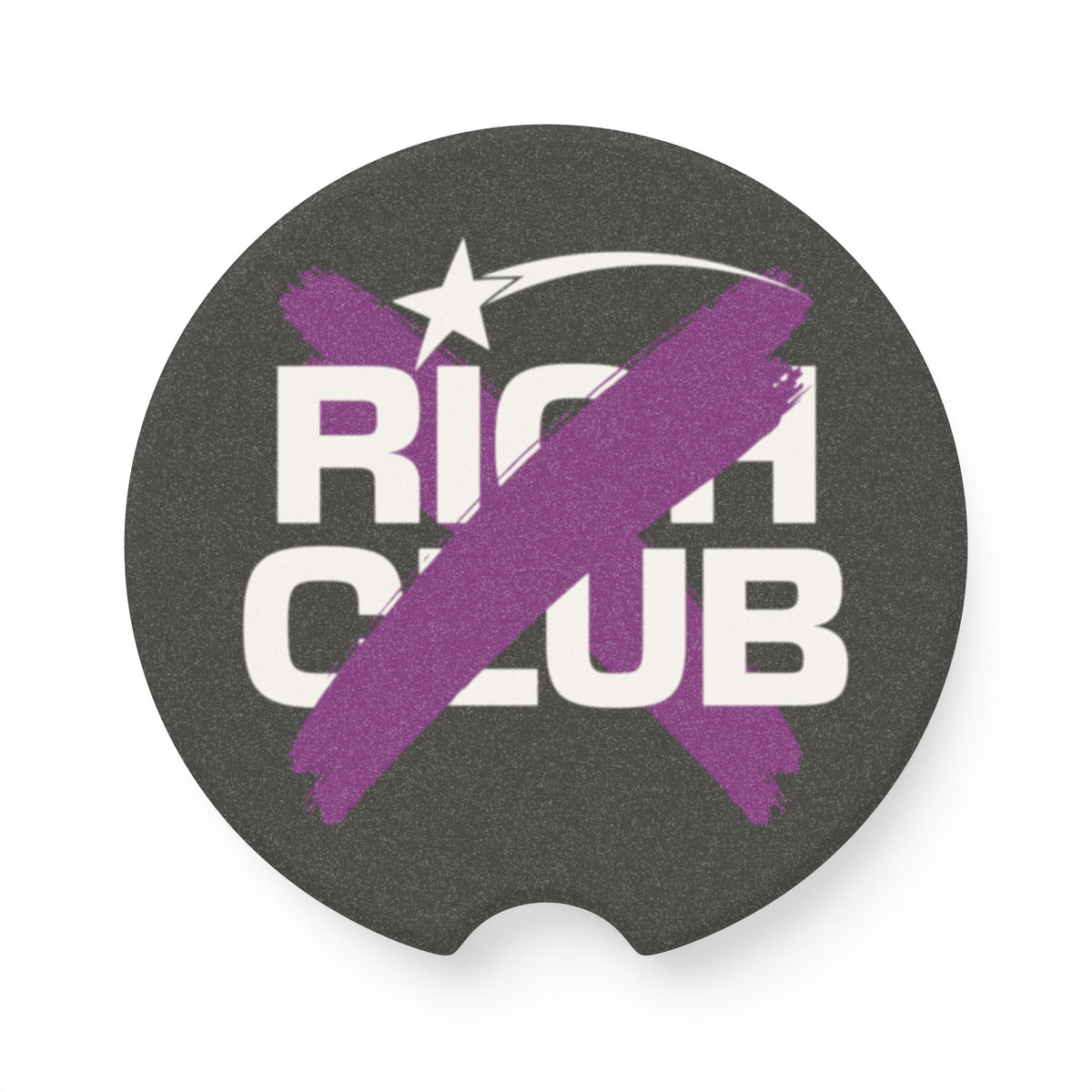 "Rich Club" Purple Logo Soapstone Car Coaster – Broke & Dreamin' Car Cup Holder Coaster