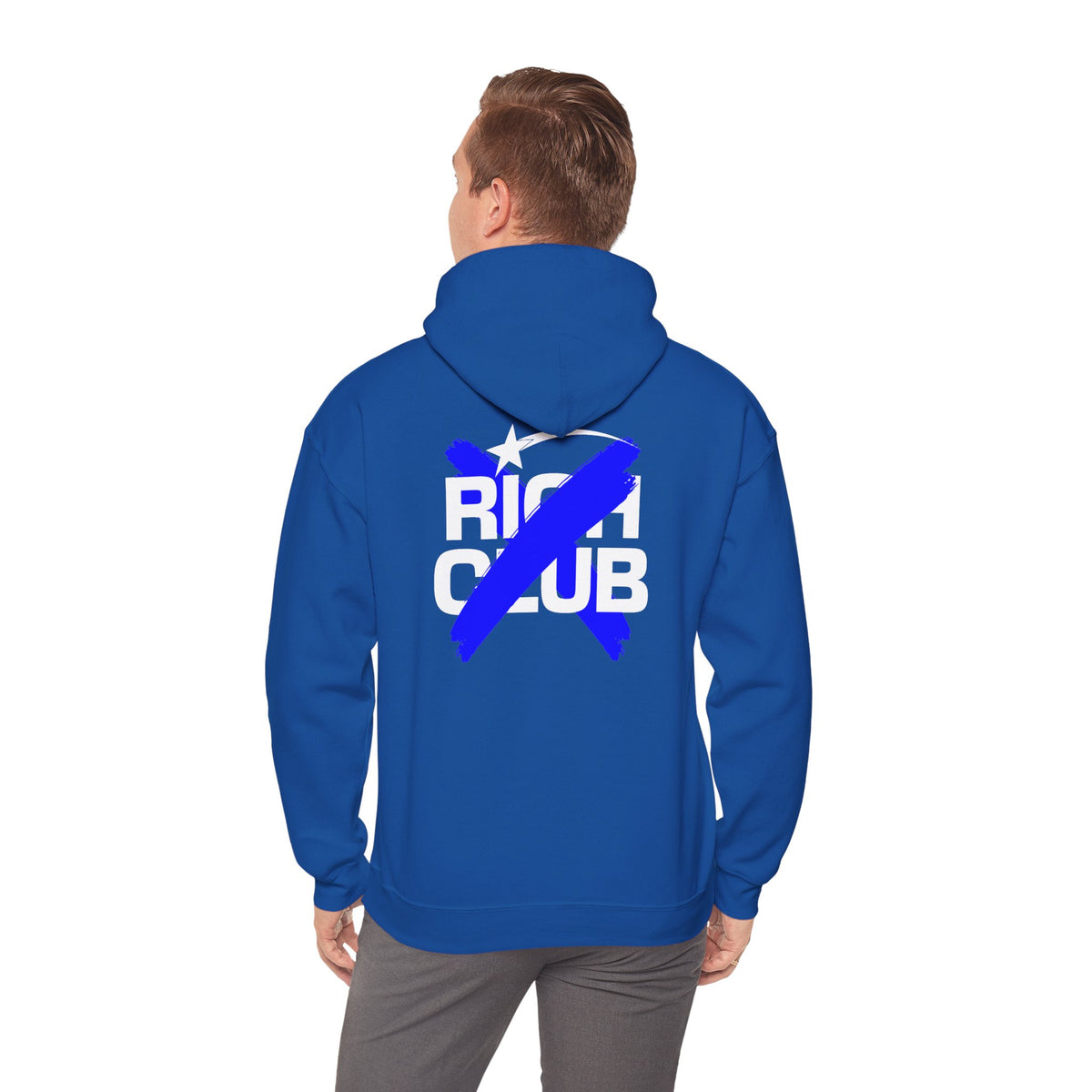 "Rich Club" Blue Logo Unisex College Hoodie - Broke & Dreamin' Hoodies