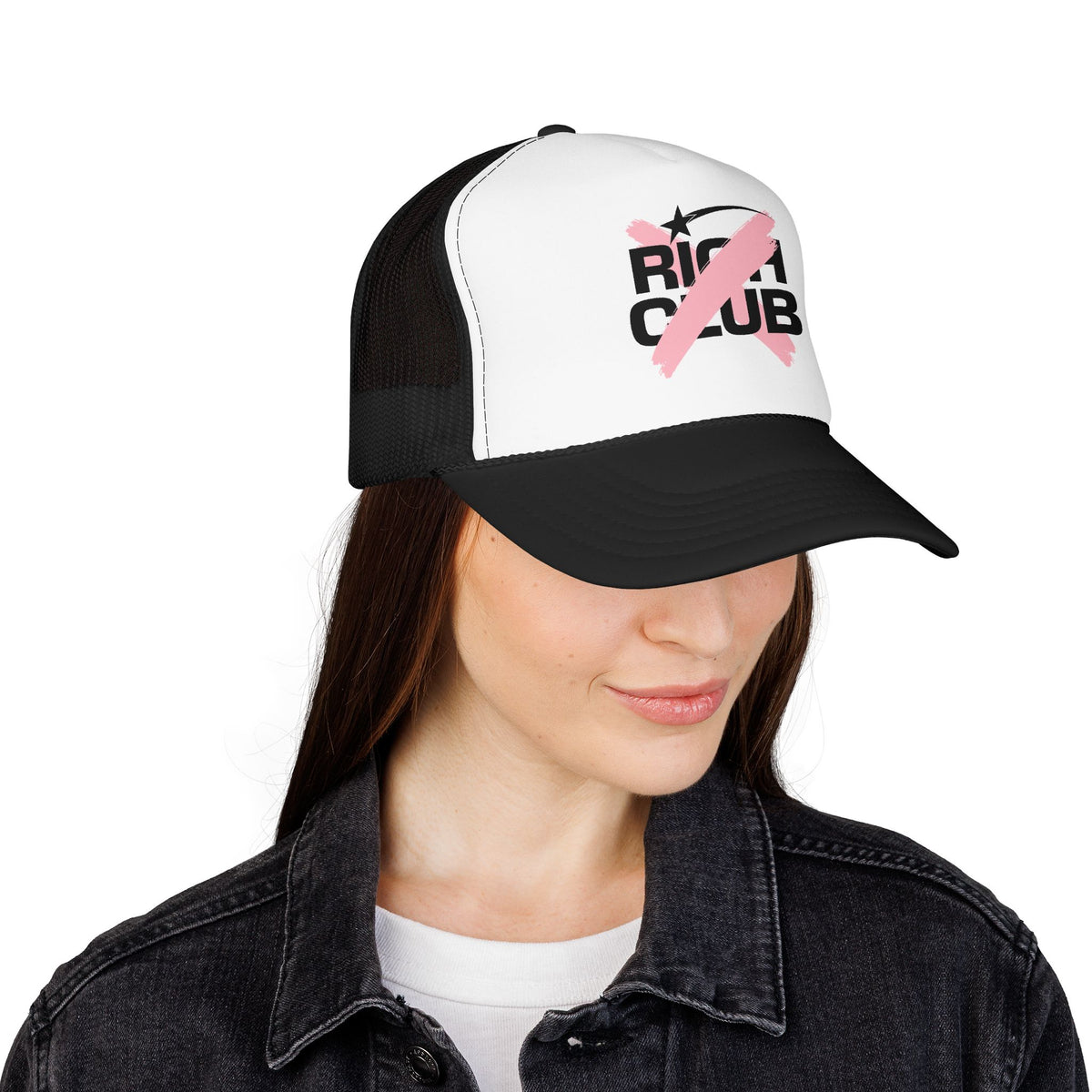 "Rich Club" Pink Logo Unisex Foam Trucker Hat - Broke and Dreamin' Hats