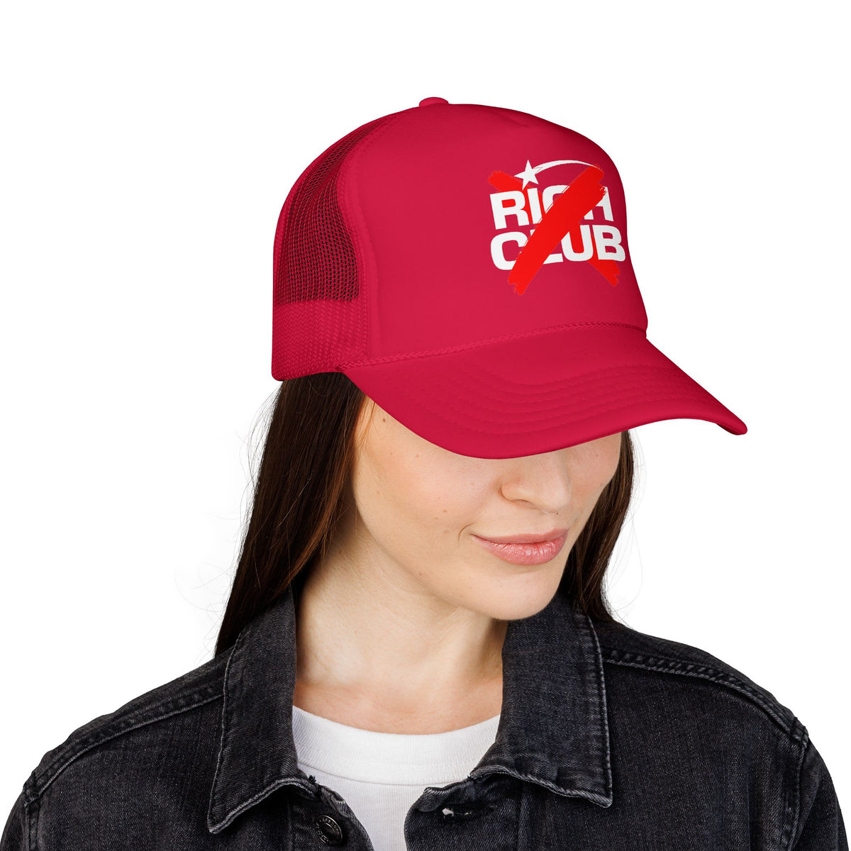 "Rich Club" Red Logo Unisex Foam Trucker Hat - Broke and Dreamin' Hats