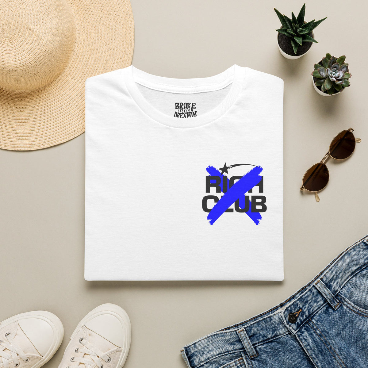 "Rich Club" Blue Logo Unisex T-Shirt - Broke & Dreamin' T-Shirts