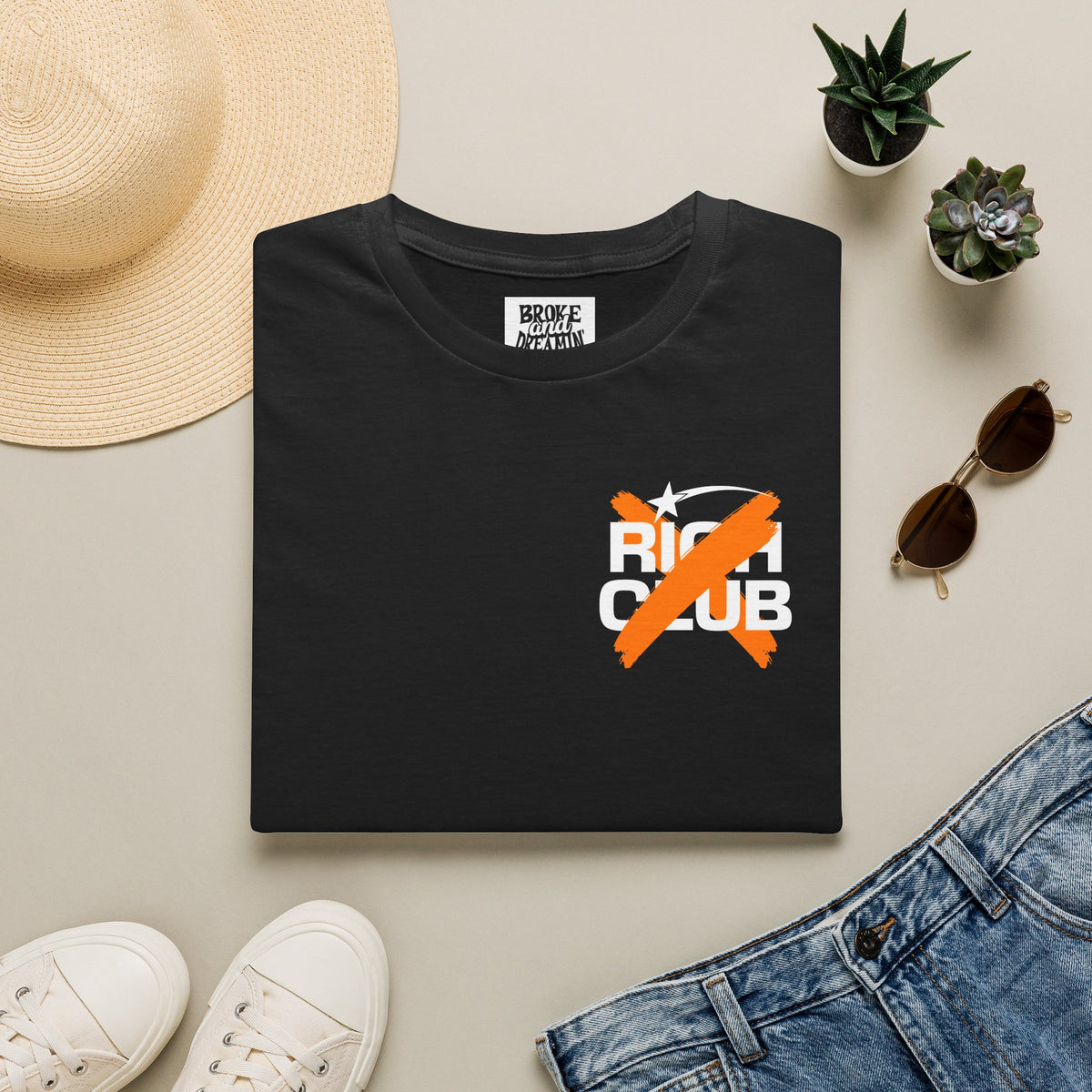 "Rich Club" Orange Logo Unisex T-Shirt - Broke & Dreamin' T-Shirts