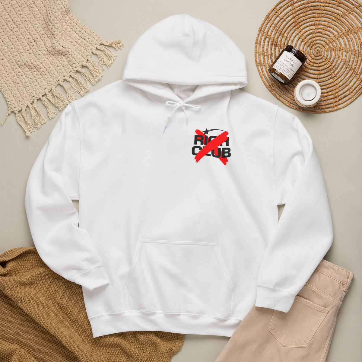 "Rich Club" Red Logo Unisex College Hoodie - Broke & Dreamin' Hoodies