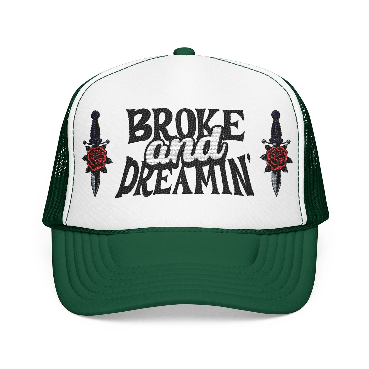 "Knife/Rose" Unisex Foam Trucker Hat - Broke and Dreamin' Hats