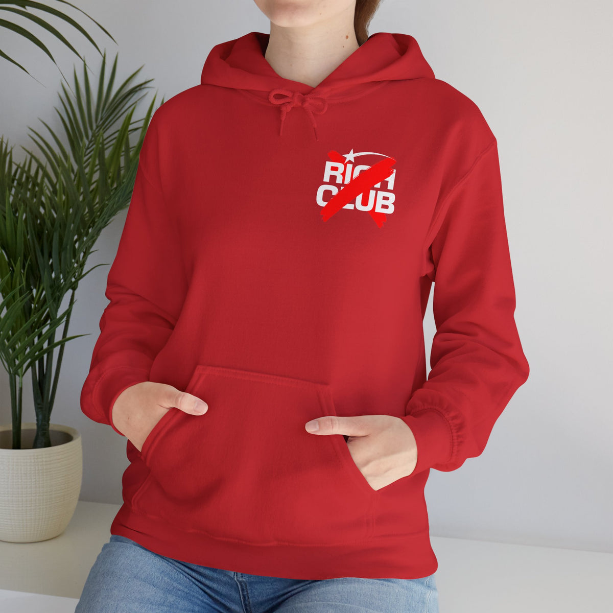 "Rich Club" Red Logo Unisex College Hoodie - Broke & Dreamin' Hoodies