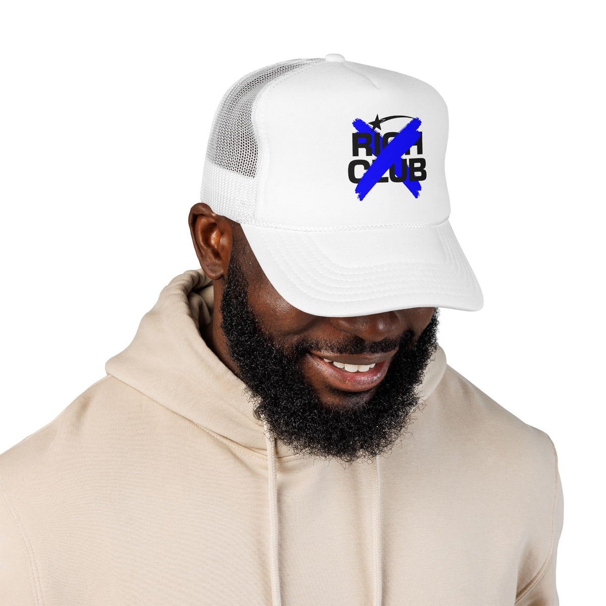 "Rich Club" Blue Logo Unisex Foam Trucker Hat - Broke and Dreamin' Hats