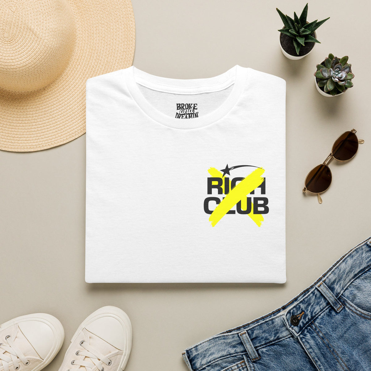 "Rich Club" Yellow Logo Unisex T-Shirt - Broke & Dreamin' T-Shirts