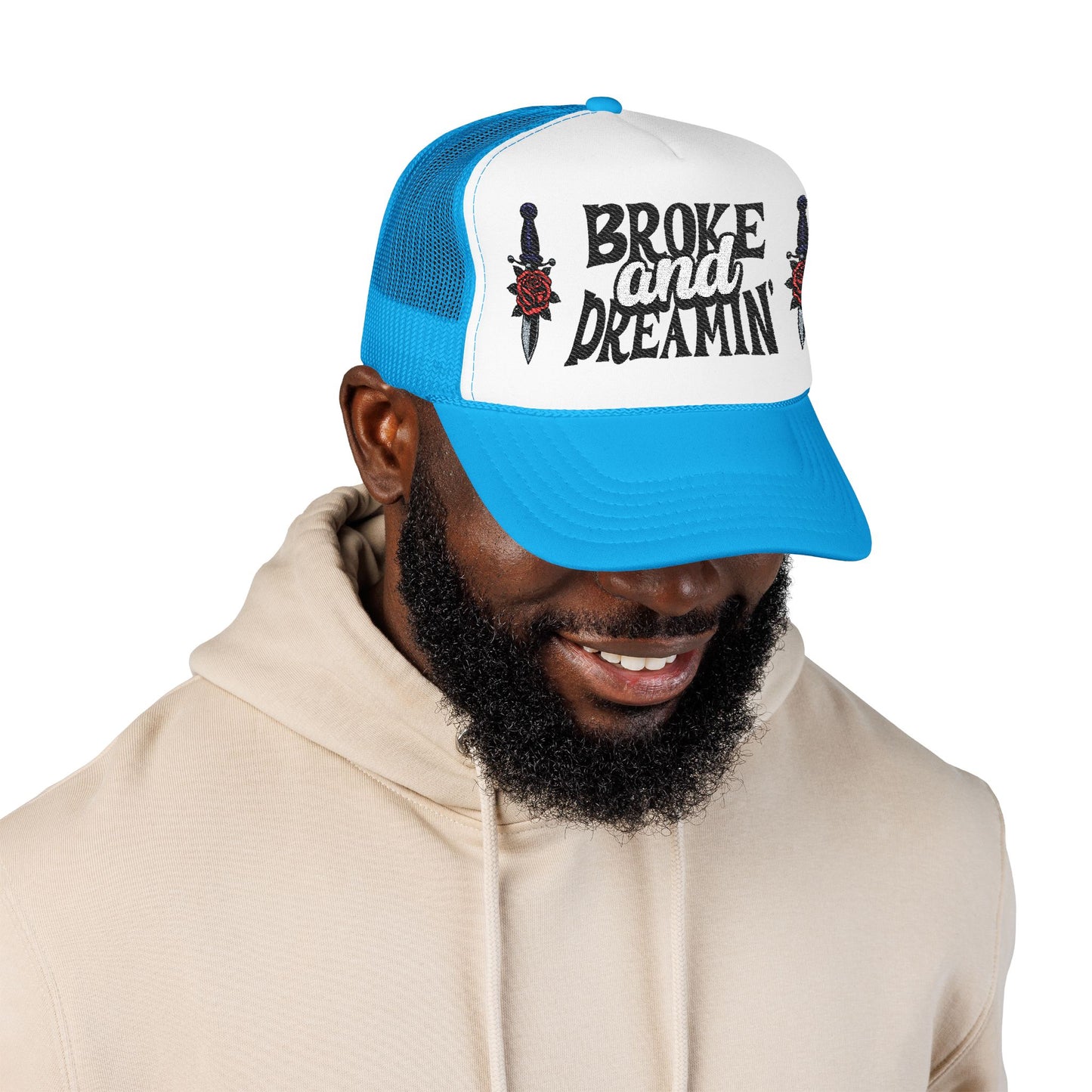"Knife/Rose" Unisex Foam Trucker Hat - Broke and Dreamin' Hats