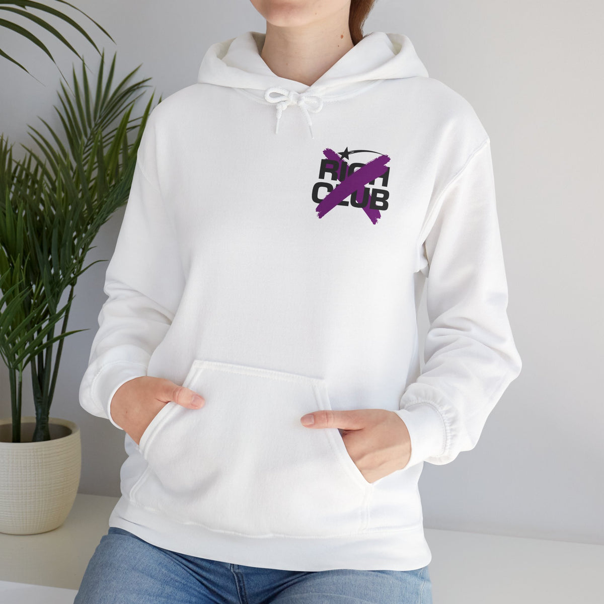 "Rich Club" Purple Logo Unisex College Hoodie - Broke & Dreamin' Hoodies