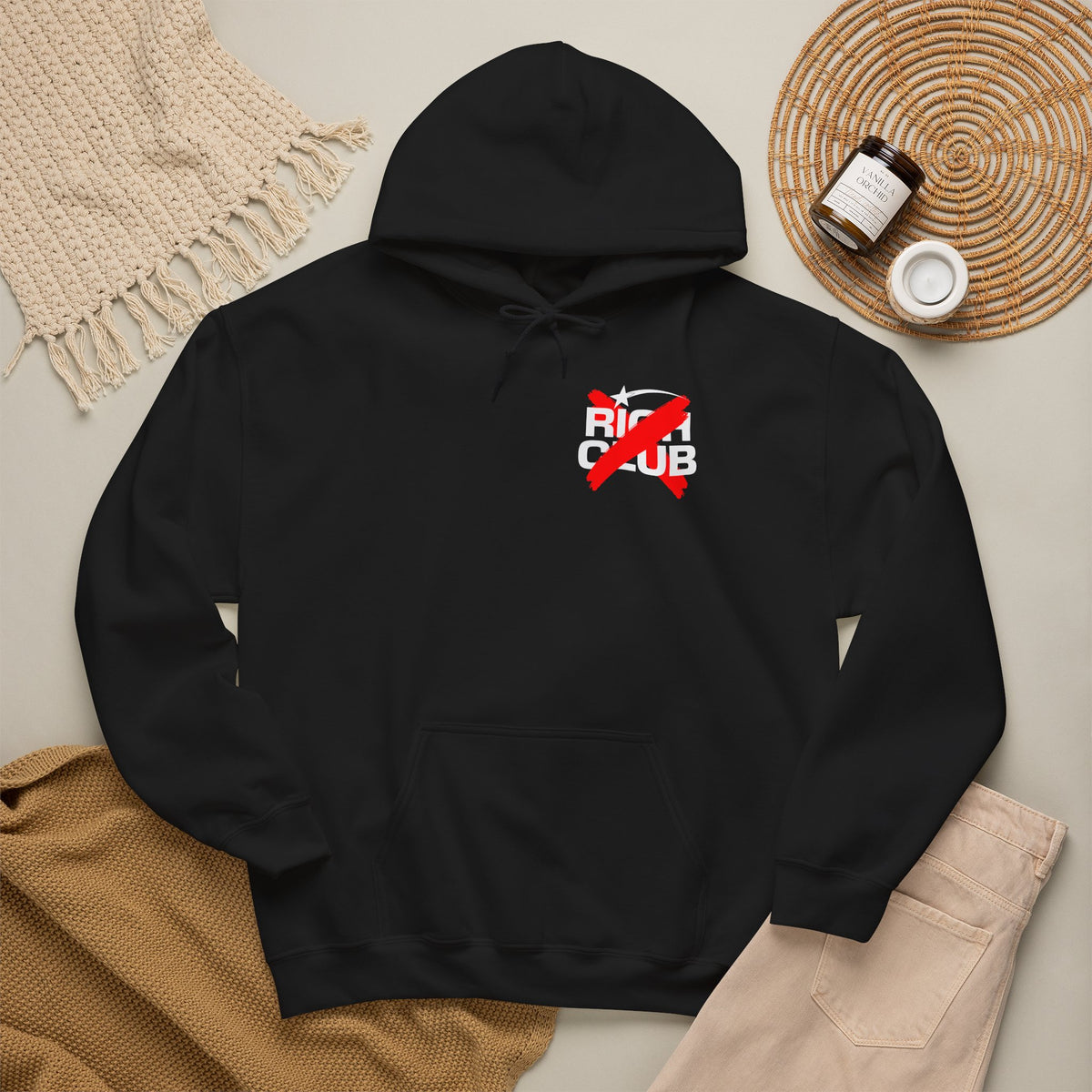 "Rich Club" Red Logo Unisex College Hoodie - Broke & Dreamin' Hoodies